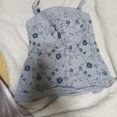 ストライプ 花柄刺繍 ブラトップ
