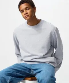 【美品】ユニクロ／スウェットシャツ／グレーSサイズ／男女兼用／ユニセックス