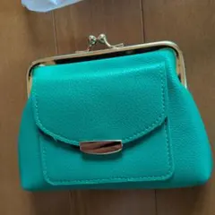 がま口財布、グリーン