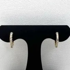K18 ピアス　フープ直径約10㎜ ダイヤ0.04 0.04ct 0.91g