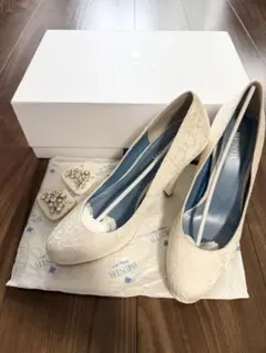 BENIR ウエディングシューズ 23.5cm 12cmヒール ビジュー付