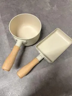 【スリコ】ガス火専用！ミニ鍋 玉子焼き器 セット 木製ハンドルのサムネイル