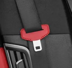 汎用 バックル用 シートベルトカバー 5個セット 赤 レザーカバー プロテクター