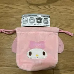 り*ー様 未使用　ふわふわフェイス巾着　マイメロディ
