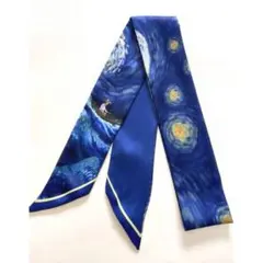 星月夜 ゴッホ絵柄バッグスカーフ ミッツァ 花柄 油絵 絵画 リボン 上品②のサムネイル