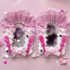 ♥2点セット トレカケースデコ 量産型 平成女児 ホイップデコ ピンク リボン♥