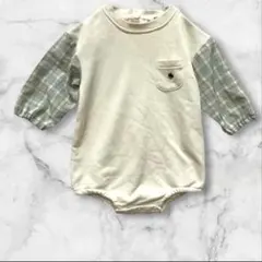 【POLO Babyポロベイビー】長袖ロンパース チェック柄 ホワイト 80