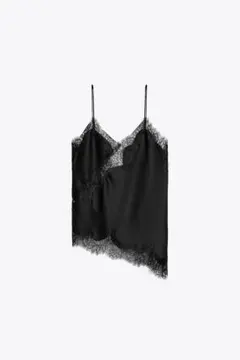 正規品 ZARA レーストリムキャミソールトップス S ブラック 富岡佳子 正規品 ZARA レーストリムキャミソールトップス S ブラック 富岡佳子