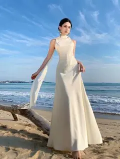 エレガント✨シンプルロングドレス　パーティーに最適