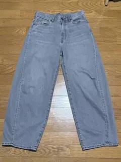 GU グレー ワイドレッグデニム
