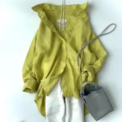 ハードマンズリネンコットンフレンチスリーブスキッパーシャツ 