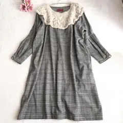 somari imagination✨ グレンチェック ロングワンピース フリー