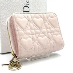 現行◆未使用◆Christian Dior 二つ折り財布 ハート レザー ピンクのサムネイル