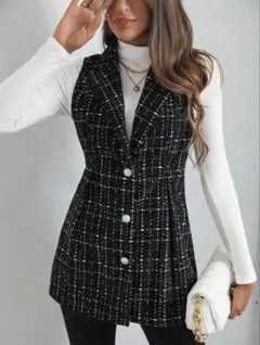 ツイード ブラック ベスト