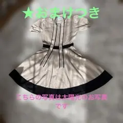 Macaroon ベージュ/ブラック 半袖ニットワンピースのサムネイル