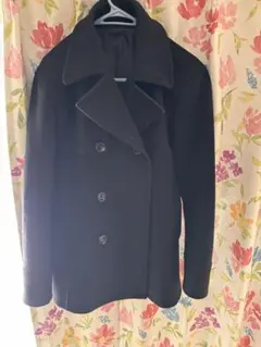 ウール ピーコート 黒 ダブルブレスト