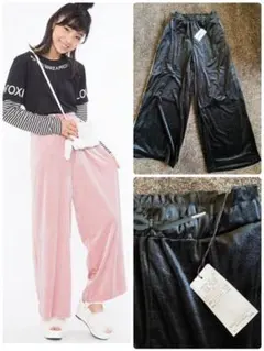 新品ラブトキシック ベロアワイドパンツ150黒　サイドライン