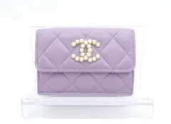 【美品】CHANEL ラベンダー 三つ折り財布