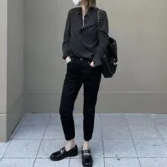 【試着のみタグ付き】ok.soon コットンスリムパンツblack Msize
