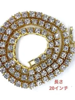 格安メンズテニスチェーン5ミリ20インチブリンブリンczダイヤ　LEX ゴールド