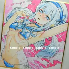 手描きイラスト 273】オリジナルアナログ原画色紙「トキメキのバニー