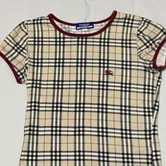 バーバリーブルーレーベル ノバチェック 半袖Tシャツ リンガー ホースロゴ Mのサムネイル