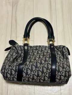 Dior トロッターキャンバス　ハンド　ミニボストンバッグ　ネイビー金具ゴールド