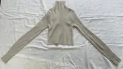 タートルネック リブニット 指穴付き グレー ラメ