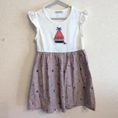 familiar フリル袖 船刺繍 ワンピース 100cm