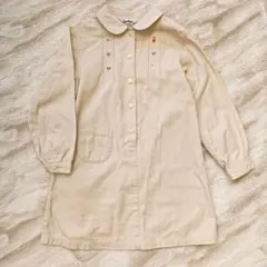 familiar 120 長袖刺繍ワンピース ベージュ　クリーム
