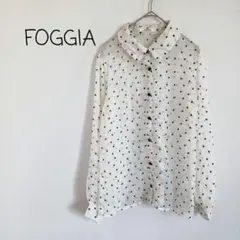 FOGGIA シアー水玉ブラウス シースルー長袖シャツ 軽やか モノトーン