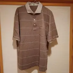 Crocodile ブラウンストライプ ポロシャツ Lサイズ