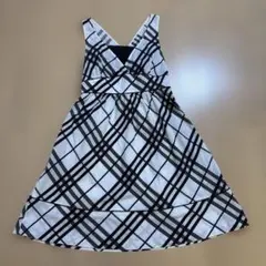 バーバリーブルーレーベル　モノトーンチェック柄ノースリーブワンピース 36