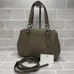 (美品)大人気、コーチ、2wayバッグ、オールレザー、シボ革、人気色、3層式、銀