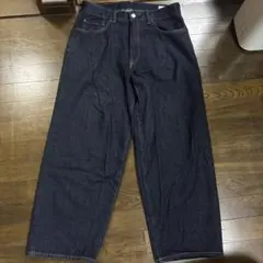 ダークブルーワイドレッグデニムパンツ