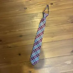 本日のみ価格　ネクタイ　ワンタッチ　チェック柄ジッパー付きネクタイ