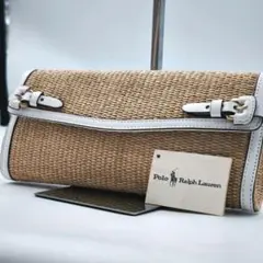 【美品】ラルフローレン クラッチバッグ かご ラフィア 春夏 白のサムネイル
