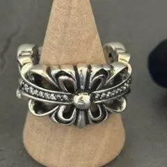 ジルコニア CZ フローラルクロスリング シルバー フローラルリング 