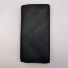 BURBERRY 長財布 スモークドノバチェック　レザー　ブラック　折り財布