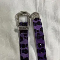 紫と黒のヒョウ柄カジュアルベルト
