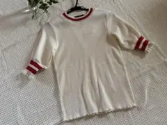 w closetダブルクローゼット　リブ編み 七分袖 ニット フレア袖　フリー