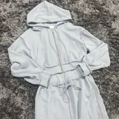 MONOSTREET フード付きセットアップ ライトブルー クロップド丈