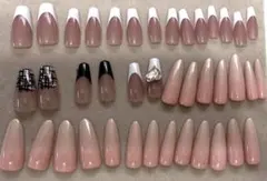 ネイルチップセット 40個ヌードピンク