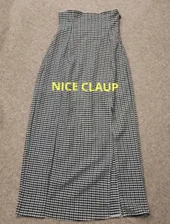 NICE CLAUP ギンガムチェック柄 ロングスカート スリット入りのサムネイル