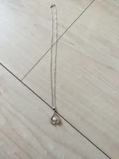 ハート型パール付きシルバーネックレス