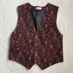 【美品】ジャガードベスト　ペイズリー　古着　日本製　ヴィンテージ　綿100% M
