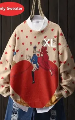ニットエフェクトプリント ラブキングクイーンセーター【新品未使用】XLsize