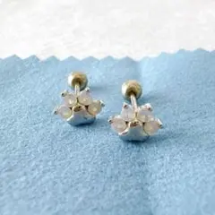 ☘️肉球ピアス 両耳 シルバー シリコンキャッチ付き 18G