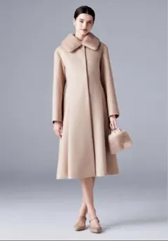FOXEYフォクシー コート カシミヤコート ミンクファー襟付き 38 