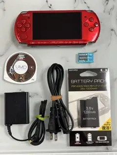動作品。PSP3000 本体　ラディアントレッド。